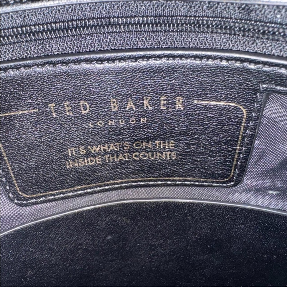 Ted Baker Black Tote Bag with Beige Stripe Handles - Picture 2 of 7